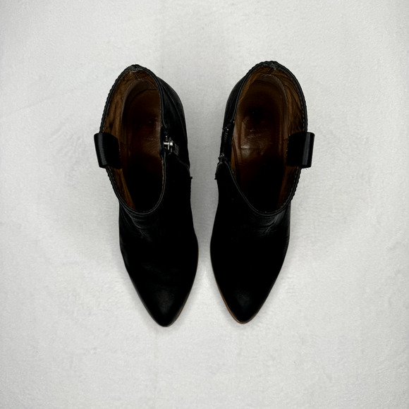 Frye Reina Black Leather Pointed Toe Side Zip Western Ankle Bootie Wmns Sz 6.5 M - Picture 4 of 16